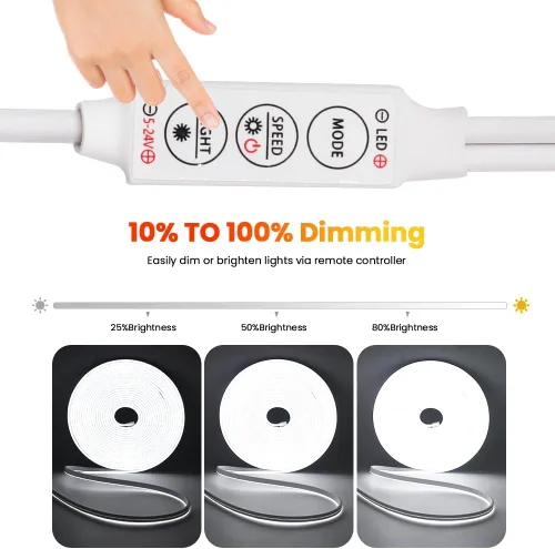 Vista 7 de KISUFU Luces de neón LED de 24 V 2835 CC, cuerda de luz LED regulable, IP67 impermeable 120 LEDs/m, tira de luces LED de silicona, letrero flexible