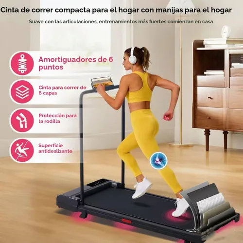 Vista 2 de Portable Walking Pad Treadmill for Home, Treadmills with Handles, 3.0HP Compact Walking Pad Treadmill with Handle Bar, 0.6-7.6MPH Mini Walking