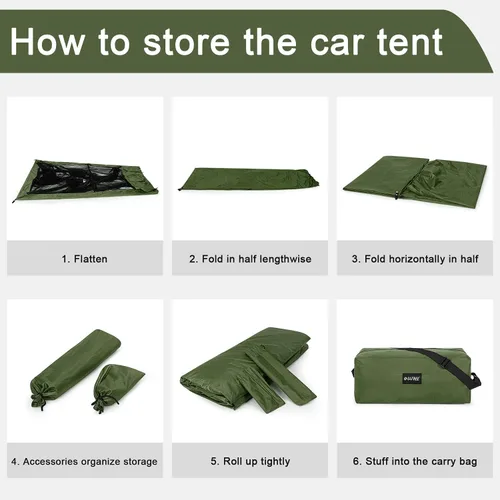 Vista 7 de G4Free Toldo Refugio Solar para Automóvil con Mosquitera, Carpa Portátil para SUV Toldo de Sombra para Puerta Trasera para Camping al Aire Libre