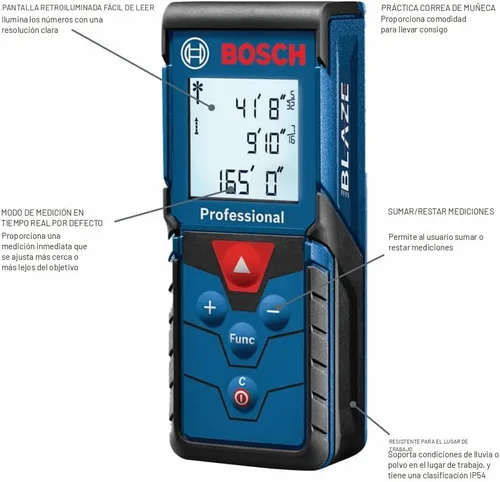 Vista 2 de Bosch Medidor láser GLM165-40 Blaze™ Pro de 165 pies