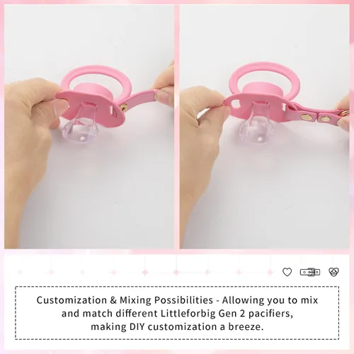 Vista 2 de Littleforbig Juego de chupete y mordaza de cuero con correa ajustable Gen II Rosa