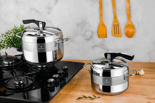 Vista 3 de STP Goods Olla a presión de acero inoxidable, Olla a presión, Sartén de acero inoxidable, Recipiente a presión, Olla de acero inoxidable, Olla