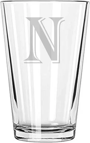 Vista 13 de Vaso de cerveza 16 oz pinta Monograma (B)