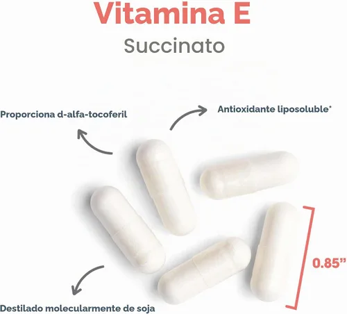 Vista 5 de Allergy Research Group Succinato de Vitamina E 400 Iu 100 Cápsulas Vegetales