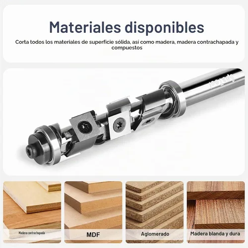 Vista 3 de SpeTool Broca de enrutador de carburo en espiral con vástago de 1/2 pulgada, 7 piezas de insertos de carburo reemplazables, patrón de doble