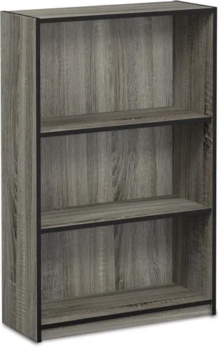 Vista 17 de Furinno Gruen - Estantería pequeña de 2 niveles, estantería con estante abierto y armario de almacenamiento de puertas, 9.3 x 21.8 x 27 pulgadas