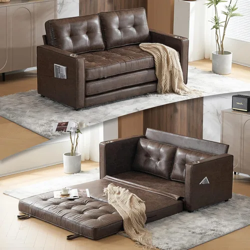 Vista 10 de VINGLI Sofá Cama Loveseat Mejorado, 53.5" An x 83" L Sofá Cama Convertible Sofá Cama Futón Sofás para Sala de Estar, Sofá Cama Plegable