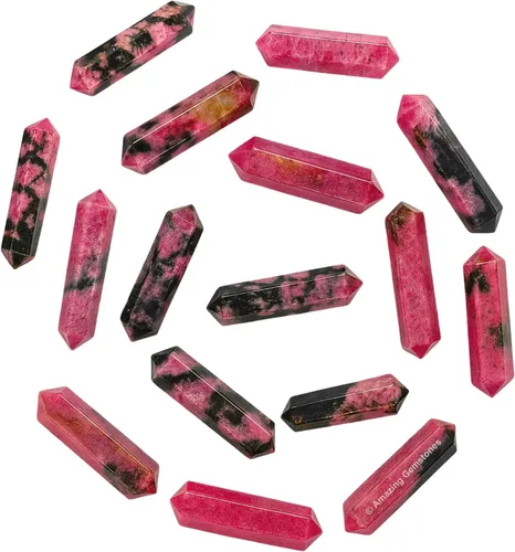 Vista 48 de Puntos de cristal de piedra de sangre africana, cristales curativos y piedras a granel, paquete de 3 cristales a granel de punto curativo de doble