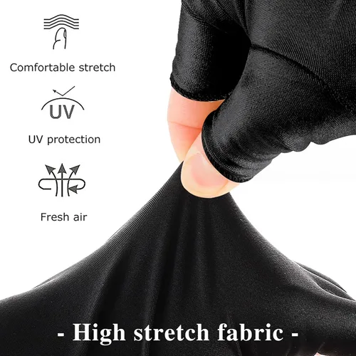 Vista 3 de Pimoys Guantes UV para manicura de gel UPF50+ Guantes de protección solar sin dedos para lámpara de uñas de gel, guantes de conducción para mujeres