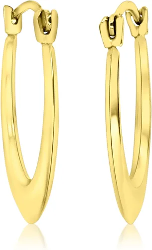 Vista 2 de 14K Yellow Gold Small 1x8mm-11mm Oval or Octagonal petite Lightweight Huggie Hoop Earrings