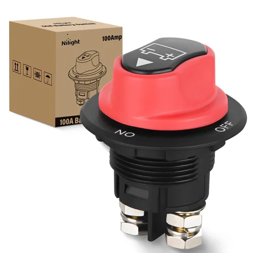 Vista 19 de Nilight Battery Disconnect Switch with Waterproof Key and Cover 12V 24V On Off Battery Master Isolator Cut Off Power Kill Switch for Car Marine Boat