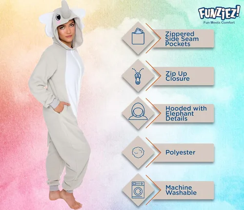 Vista 4 de Slim Fit Adult Onesie - Animal Halloween Costume - Plush Fruit One Piece Cosplay Suit for Women and Men by FUNZIEZ