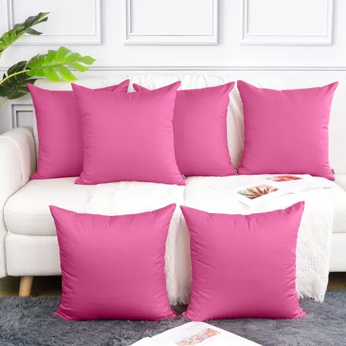 Vista 19 de Coddsmz Paquete de 6 fundas de almohada decorativas 100% algodón, fundas de cojín cuadradas de Navidad sólidas para el hogar, cama, sofá, día