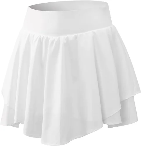 Vista 5 de Falda de tenis para mujer, falda pantalón de golf, faldas atléticas con pantalones cortos, faldas de cintura alta, bolsillos, correr, gimnasio