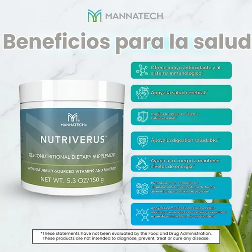 Vista 5 de Mannatech - Suplemento gliconutricional NutriVerus™ - 5.3 oz Contiene vitaminas A, C, complejo B y D, gliconutrientes, ingredientes a base