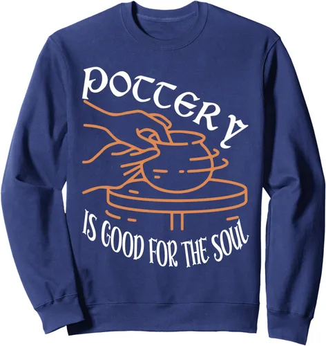 Vista 6 de Pottery Is Good For The Soul Sudadera de cerámica para artistas, Negro