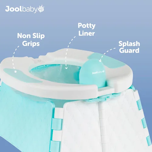 Vista 4 de Jool Baby Silla portátil de entrenamiento para ir al baño con bolsa de viaje y 30 forros, plegable, para uso en interiores y exteriores, camping