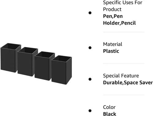 Vista 8 de NIUBEE Portalápices acrílico negro, paquete de 4, organizador de escritorio para lápices, accesorios de escritorio para escritorio de oficina