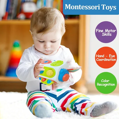 Vista 3 de Cubo de Actividades para Niños Pequeños de 1 Año, Juguetes Montessori para 1 Año - Regalos Ideales para Niños y Niñas de 1 Año - Juguetes de Viaje