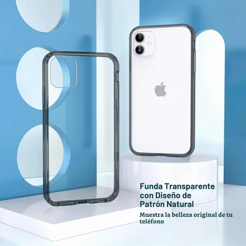 Vista 2 de ULAK Funda transparente compatible con iPhone 11 con borde de color, borde negro