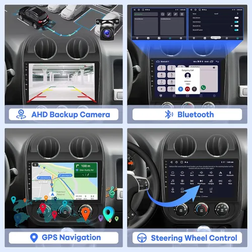 Vista 5 de [2G+32G] Radio de coche para Jeep Compass Patriot 2010-2016, 10.1 pulgadas Android 11 pantalla táctil estéreo, Carplay/Android Auto/Mirror
