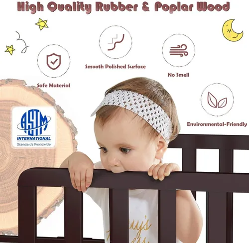 Vista 4 de Estructura de cama de madera de Costzon, para niños pequeños, con cerca de seguridad, Cereza