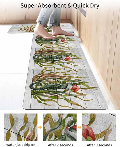 Vista 4 de Tapete de baño de Navidad para bañera, antideslizante, de secado rápido y absorbente, tierra de diatomeas, fregadero, dormitorio, cocina, lavable