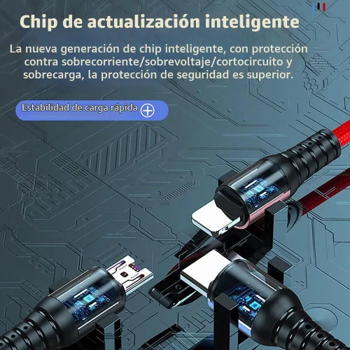 Vista 9 de Juego de cables de carga USB multifunción, paquete de 3 cables trenzados de nailon 3 en 1, múltiples cables de carga rápida para el hogar, oficina