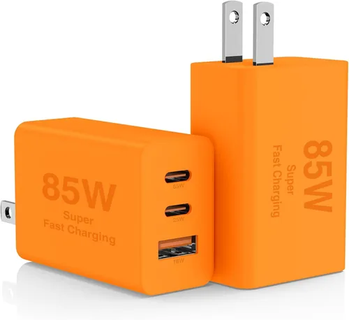 Vista 9 de Paquete de 2 bloques de cargador de pared USB C de 85 W, adaptador de carga USB C de 3 puertos de 100 W tipo C de carga súper rápida para MacBook