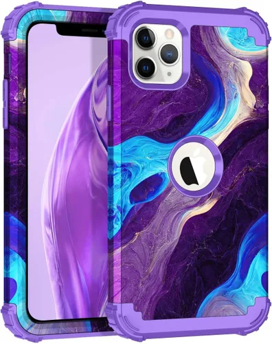 Vista 123 de Hocase Funda para iPhone SE 2022/2020, resistente a prueba de golpes, de plástico duro+goma de silicona, funda protectora híbrida para iPhone SE