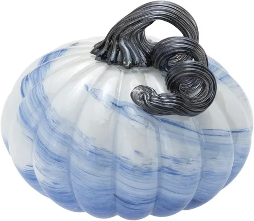 Vista 15 de Boston International Calabaza de cristal para otoño, cosecha, Acción de Gracias, decoración de mesa de vidrio soplado a mano, pequeño, remolino