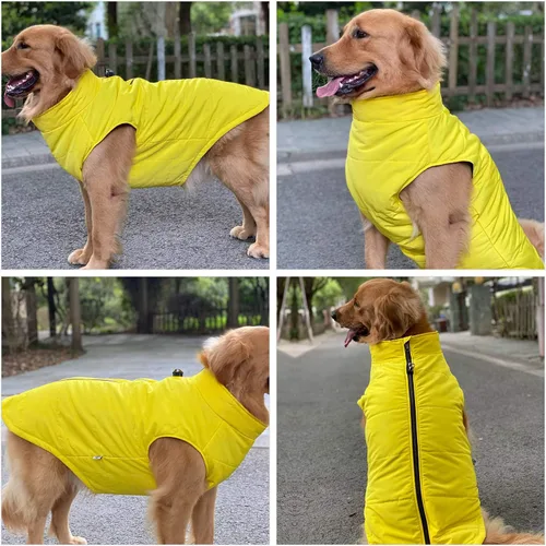 Vista 5 de Lovelonglong - Chaleco de invierno para perro con forro de algodón, impermeable, ultra cálido, abrigo de invierno para perros pequeños, medianos