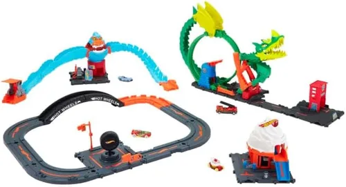 Vista 2 de Hot Wheels City Bundle with 4 HPM07 Playsets
