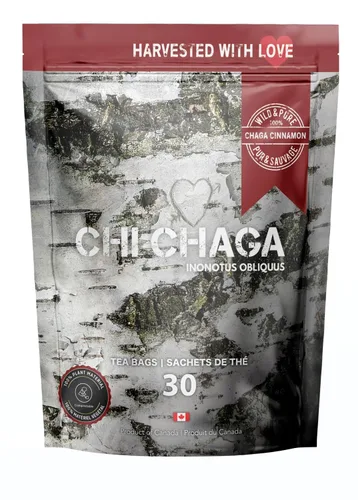 Vista 9 de Chaga 100% cosechada silvestre de primera calidad - 30 bolsas de té (Chaga Chai)