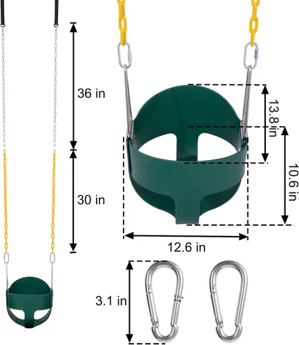 Vista 8 de Sunnyglade Toddler High Back Full Bucket Swing Seat Kids Swing Set Green