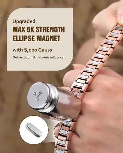 Vista 3 de Pulseras de cobre para hombre, pulseras magnéticas para hombres