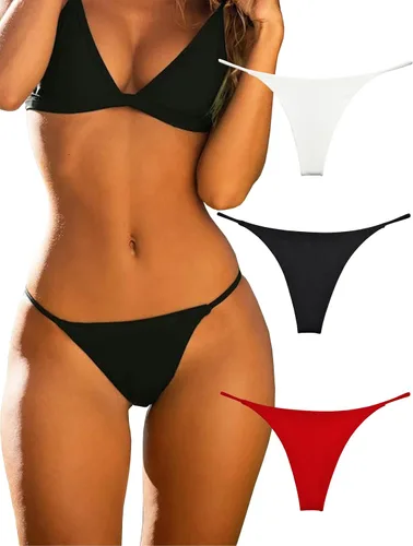 Vista 14 de KUKU PANDA Juego de 3 tangas de algodón para mujer, sexy, sin costuras, tangas en G Animal Print