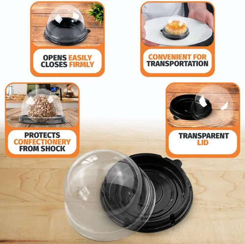 Vista 4 de Paquete de 50 cajas de golosinas para cupcakes para postres – 2.8 x 2.8 pulgadas de plástico de grado alimenticio Mini cajas para cupcakes