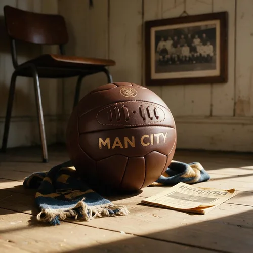 Vista 4 de Manchester City FC Balón de fútbol Retro Leather Heritage (talla única) (marrón)