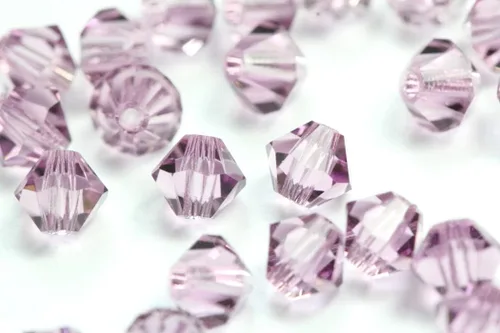 Vista 3 de Preciosa - 100 cuentas sueltas de cristal bicono facetado de 0.236 pulgadas (0.236 in), color morado claro amatista compatibles con Swarovski