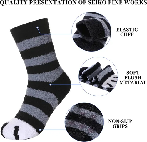 Vista 4 de SDBING Calcetines Peludos para Niños, Calcetines Antideslizantes para Niños Pequeños Niños Niñas Lindos Acogedores Calcetines Cálidos de Invierno