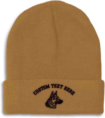 Vista 14 de Gorros personalizados para hombre, sombreros de invierno bordados de cabeza de pastor alemán negro para mujer, gorra de cráneo de acrílico, 1
