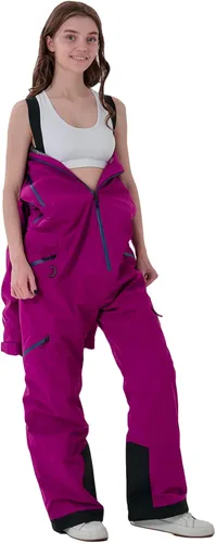Vista 4 de XUQNAGG Traje de esquí de una pieza para mujer, resistente al viento, impermeable, cálido, transpirable, desmontable, para deportes de nieve
