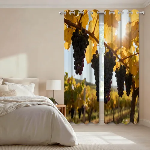 Vista 12 de Shrahala Orange Autumn Autumn Blackout Curtain Tiers, Fall Kitchen Valance Light Blocking Tier Drapes with Rod Pocket, 2 Pack 26 X 24 in