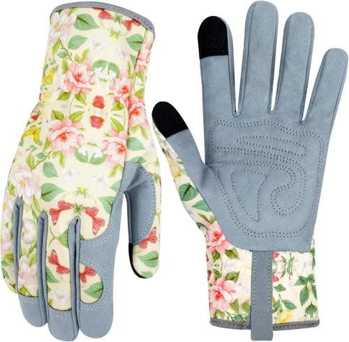 Vista 9 de Guantes de Jardinería de Cuero MERTURN para Mujeres, Guantes de Jardín a Prueba de Espinas, Guantes de Trabajo Compatibles con Pantalla Táctil