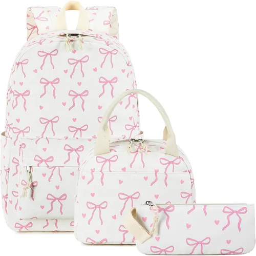 Vista 10 de LOIDOU Mochila para adolescentes y niñas, mochila escolar con lonchera y estuche para lápices, juego de bolsas escolares 3 en 1