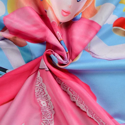 Vista 5 de Géneric CHXWTEAM - Disfraz de princesa melocotón para niñas, vestido de princesa melocotón con accesorios corona y aretes