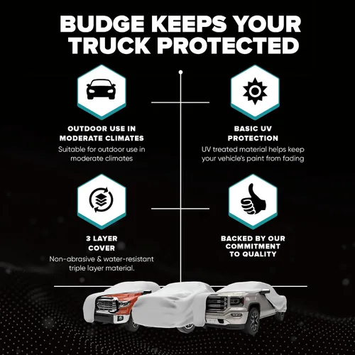 Vista 6 de Budge Duro - Cubierta para camioneta de 3 capas, protección exterior resistente a UV, agua y polvo, compatible con camionetas de cabina extendida