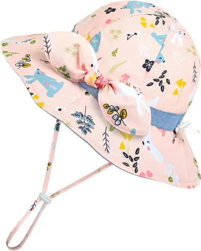 Vista 11 de Toddler Kids Baby Girl Sun Hat Floppy Cotton Summer Hat 50+ SPF Protective 04/Flor/Blanco