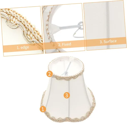 Vista 4 de Uonlytech Pantalla de lámpara de tela blanca con clip de arpillera, pantalla de lino para mesa, lámpara de pared, sala de estar, dormitorio